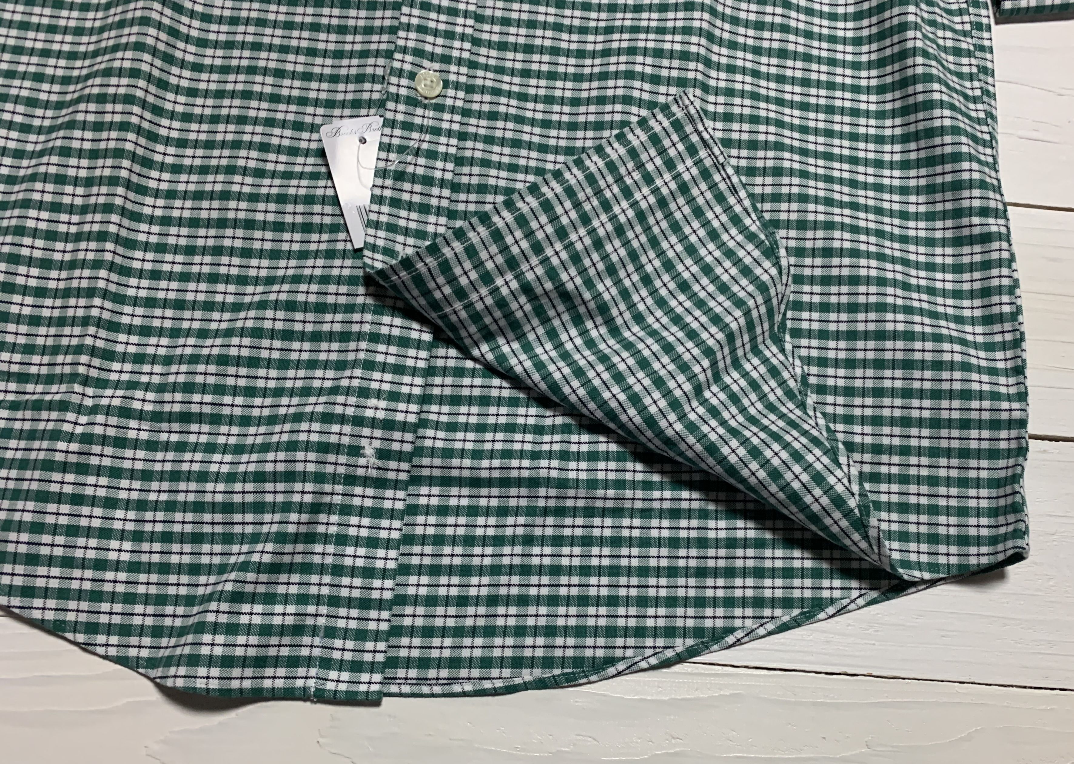 長袖 ワンポイント ボタンダウンシャツ チェック グリーン メンズ Brooks Brothers BB2-057