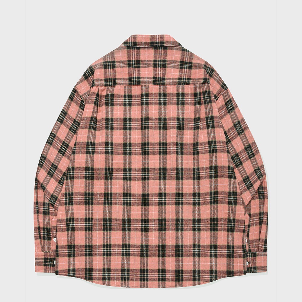 SP POCKET TARTAN CHECKED OVERFIT SHIRT-PINK SP POCKET TARTAN CHECKED OVERFIT SHIRT-PINK