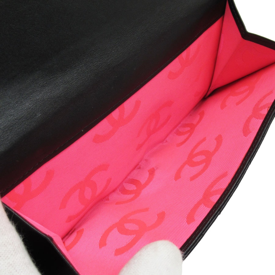 シャネル CHANEL 二つ折り長財布 カンボンライン レザー ブラック レディース w0798g シャネル CHANEL 二つ折り長財布 カンボンライン レザー ブラック レディース w0798g