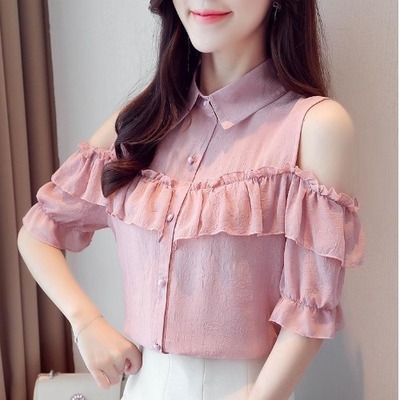 シャツ ブラウス カットソー レディース 半袖 オープンショルダー フリル 襟付き かわいい 大人可愛い きれいめ シンプル 無地 夏 学生 デート お出かけ ホワイト ブルー ピンク トップス シャツ ブラウス カットソー レディース 半袖 オープンショルダー フリル 襟付き かわいい 大人可愛い きれいめ シンプル 無地 夏 学生 デート お出かけ ホワイト ブルー ピンク トップス