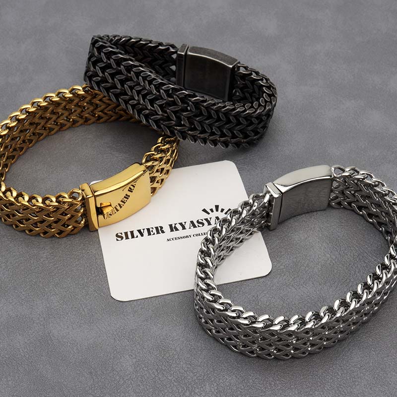 ステンレス ごつめチェーンブレスレット [b625]