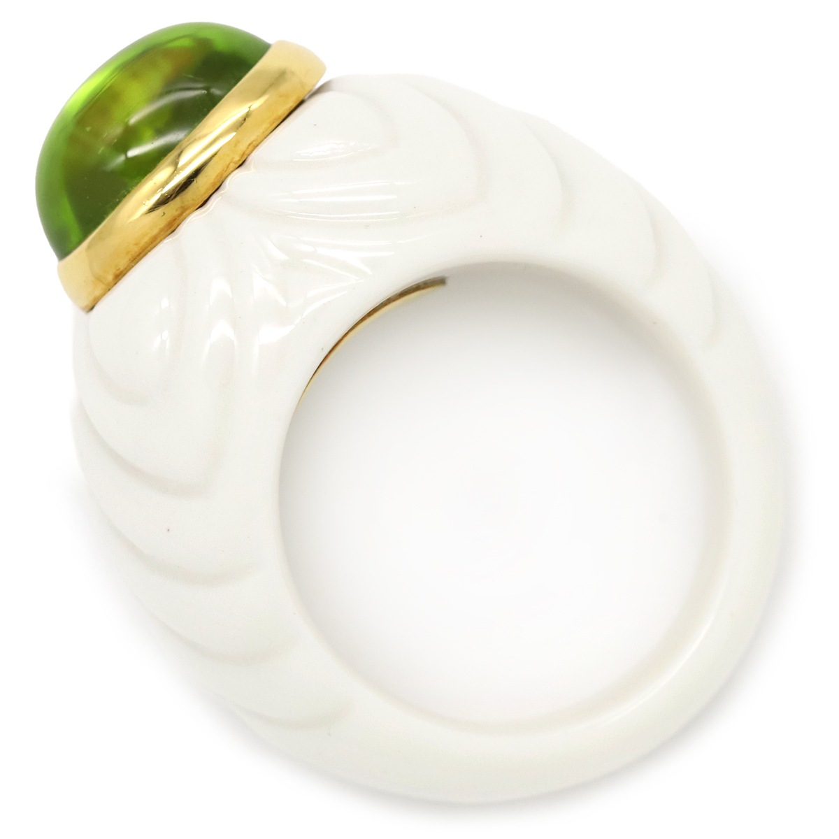 ブルガリ BVLGARI リング 指輪 チャンドラ K18YG ホワイトセラミック トルマリン ホワイト×グリーン 750 18金 トルマリン 9号 【箱】【中古】 ブルガリ BVLGARI リング 指輪 チャンドラ K18YG ホワイトセラミック トルマリン ホワイト×グリーン 750 18金 トルマリン 9号 【箱】【中古】