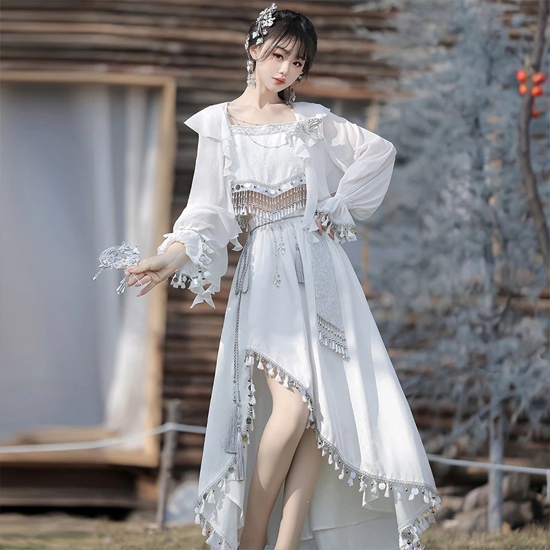 【フルセット】デザインシルバー新韓国cos要素上着サスペンダーハーフスカート異域 【フルセット】デザインシルバー新韓国cos要素上着サスペンダーハーフスカート異域