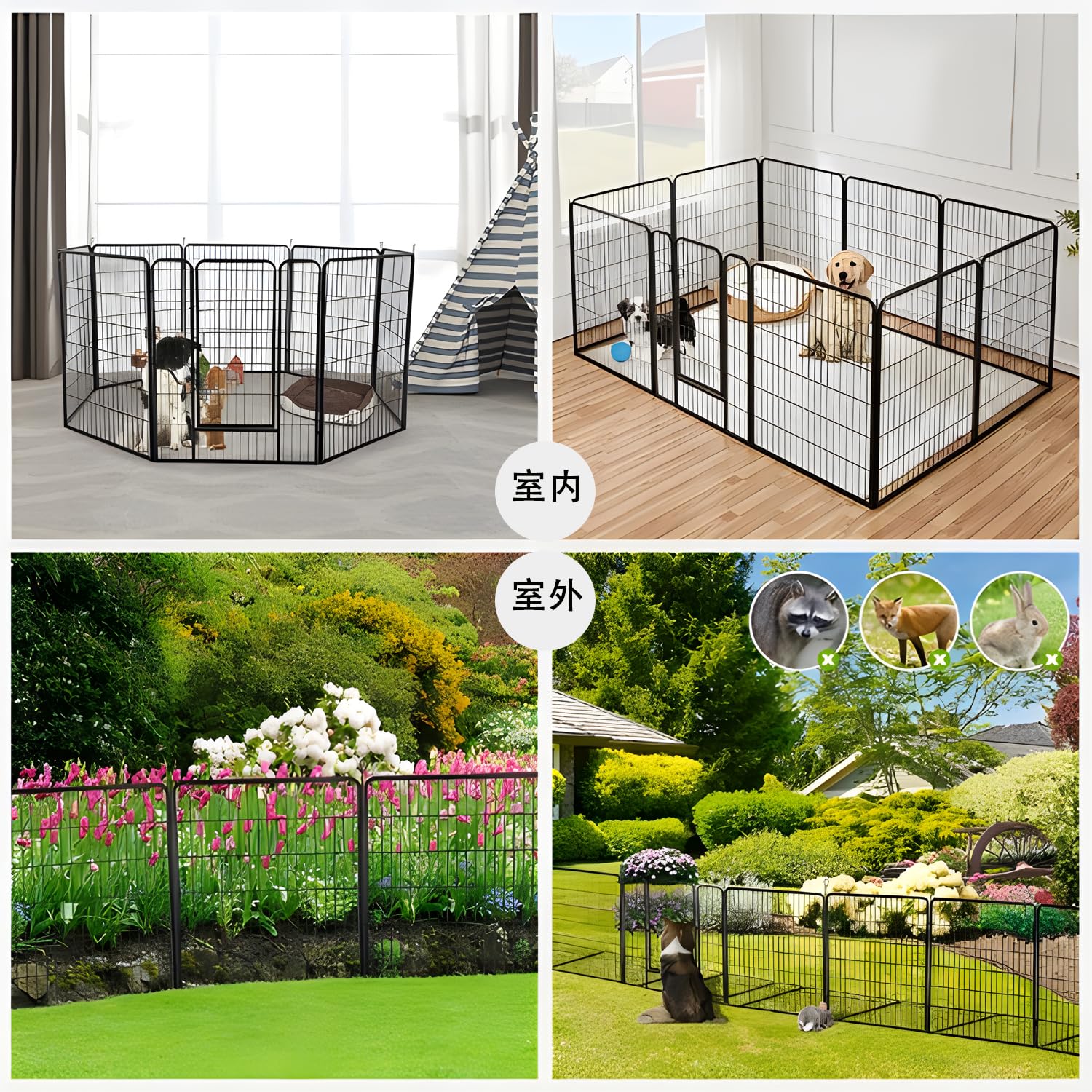 Dinah Alsop ペットフェンス 中大型犬用 ペットケージ パネル8枚 ペットサークル 四角ポール 折り畳み式 トレーニングサークル スチール製 複数の組み合わせ 室内室外兼用 犬小屋 ペット Dinah Alsop ペットフェンス 中大型犬用 ペットケージ パネル8枚 ペットサークル 四角ポール 折り畳み式 トレーニングサークル スチール製 複数の組み合わせ 室内室外兼用 犬小屋 ペット