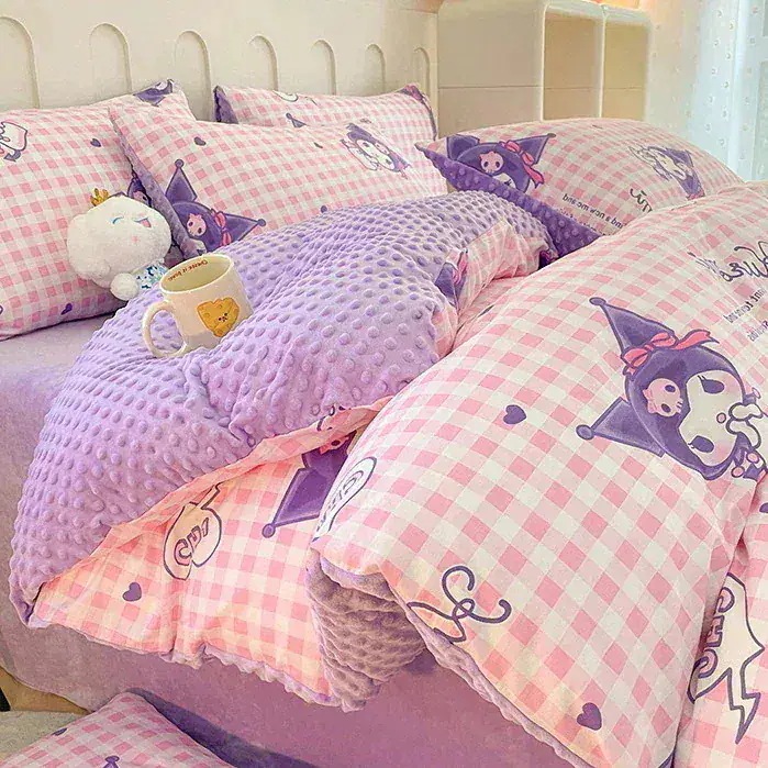 サンリオ純綿プラスベルベット4ピース漫画kt猫純綿ビーニー学生スリーピースベッドシーツとキルトカバー サンリオ純綿プラスベルベット4ピース漫画kt猫純綿ビーニー学生スリーピースベッドシーツとキルトカバー