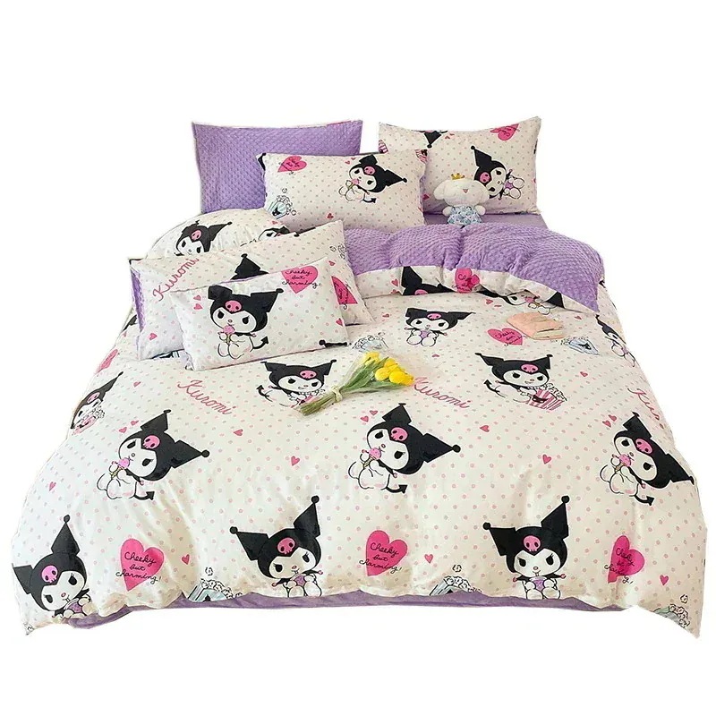 サンリオ純綿プラスベルベット4ピース漫画kt猫純綿ビーニー学生スリーピースベッドシーツとキルトカバー サンリオ純綿プラスベルベット4ピース漫画kt猫純綿ビーニー学生スリーピースベッドシーツとキルトカバー
