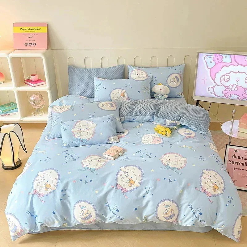 サンリオ純綿プラスベルベット4ピース漫画kt猫純綿ビーニー学生スリーピースベッドシーツとキルトカバー サンリオ純綿プラスベルベット4ピース漫画kt猫純綿ビーニー学生スリーピースベッドシーツとキルトカバー