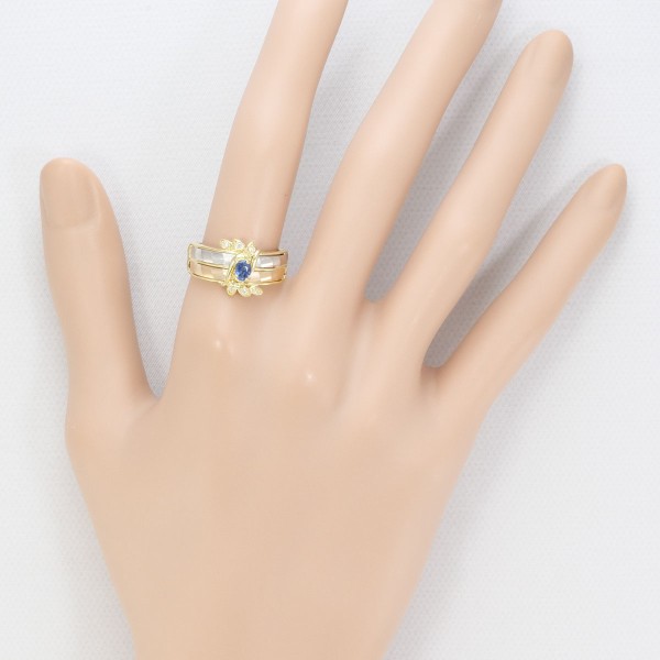 PT900 プラチナPG リング 15号 サファイア 0.26 ダイヤ ジュエリー 中古 PT900 プラチナPG リング 15号 サファイア 0.26 ダイヤ ジュエリー 中古