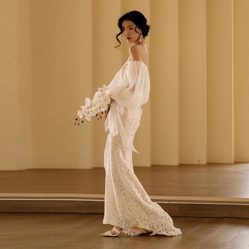パーティードレス2024 新作 感 気質 ワンピース 花嫁ロングドレス 結婚式ワンピース 結婚式 ドレス ウェディングドレス 白 ロングドレス 韓国ファッション45