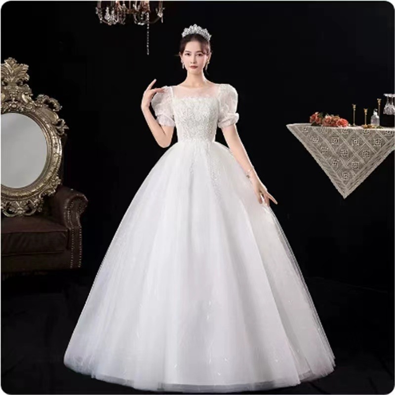 ウェディングドレス Aライン エンパイアドレス レース エレガント 二次会 花嫁 Aライン 編み上げタイプ ブライダル ウエディングドレス 二次会 | [VANDROUP] 前撮り L ドレス ウェディングドレス エンパイア