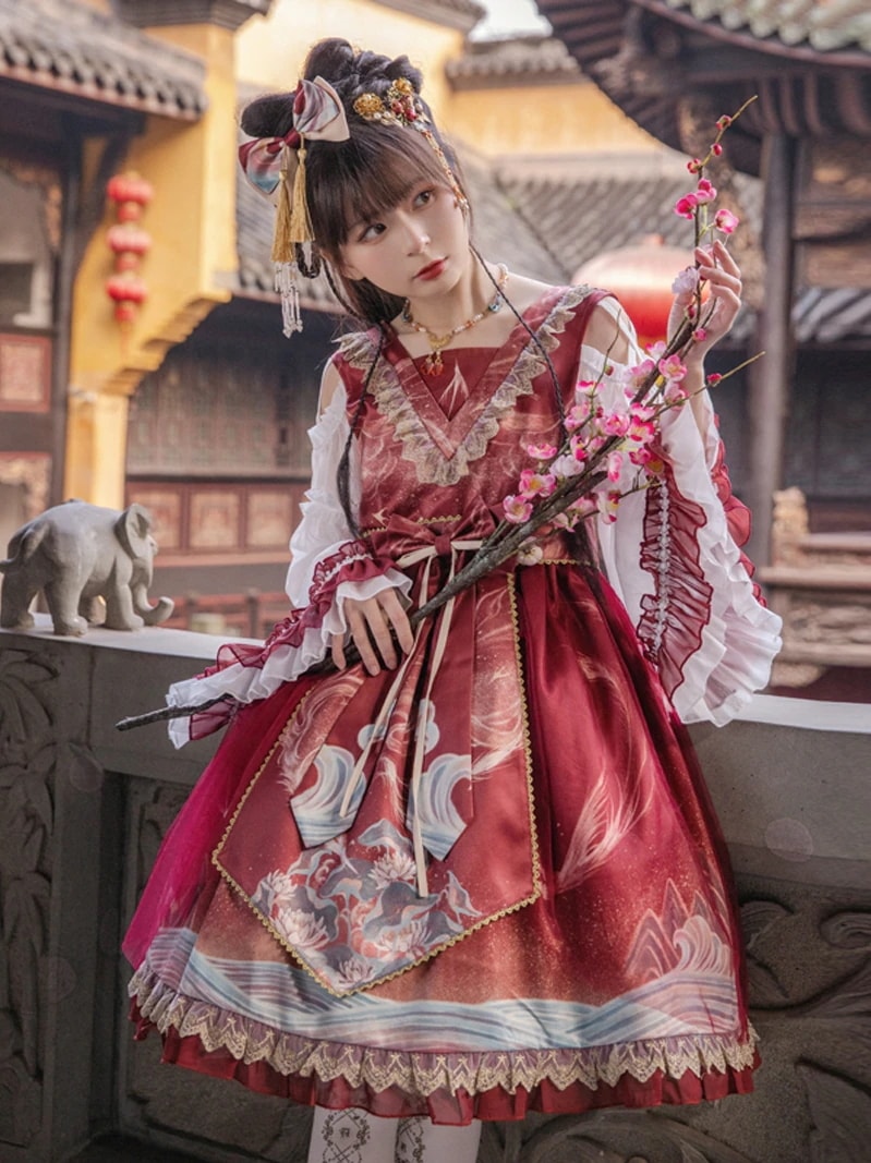 ロリータスカート チャイナop長袖ドレス デイリーロリータドレスロールプレイング ロリータスカート チャイナop長袖ドレス デイリーロリータドレスロールプレイング