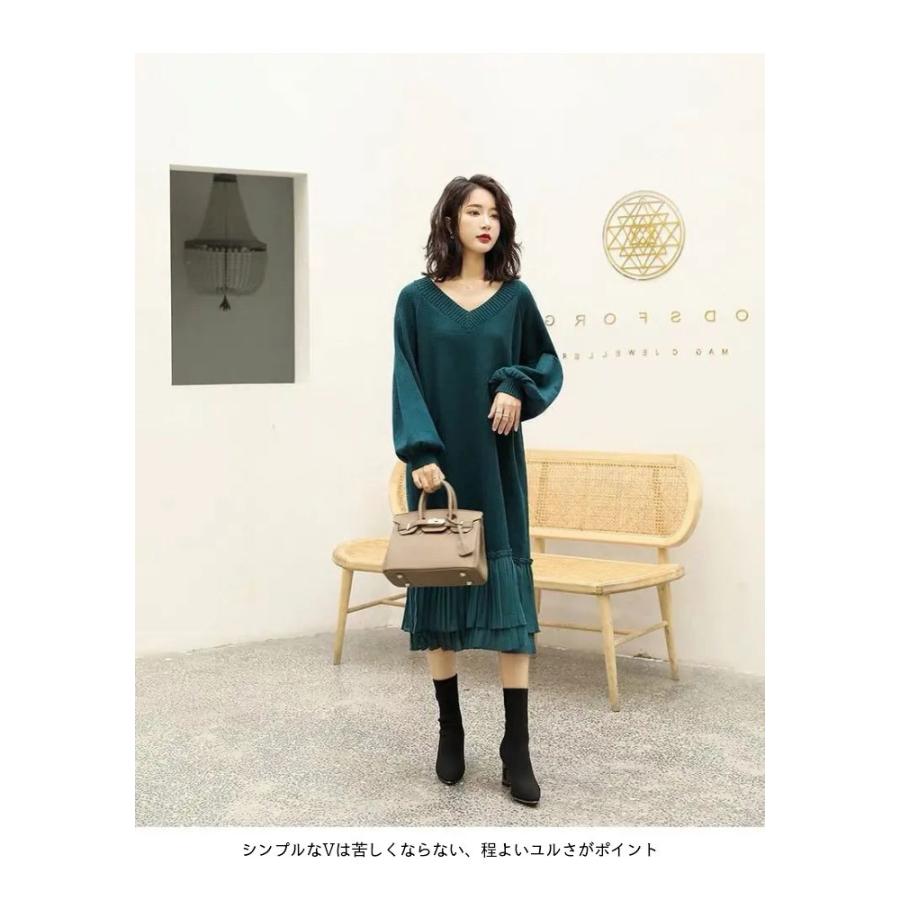 ニットワンピース ロングワンピース マキシワンピー 長袖マキシワンピース ニット ワンピース ロング丈 マキシ丈 長袖 無地 vネック 裾タック バレンタイン 2025 プレゼント ニットワンピース ロングワンピース マキシワンピー 長袖マキシワンピース ニット ワンピース ロング丈 マキシ丈 長袖 無地 vネック 裾タック バレンタイン 2025 プレゼント