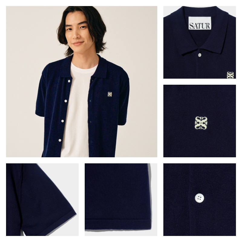 SATUR Half Cardigan カーディガン　ポロシャツ SATUR Half Cardigan カーディガン ポロシャツ