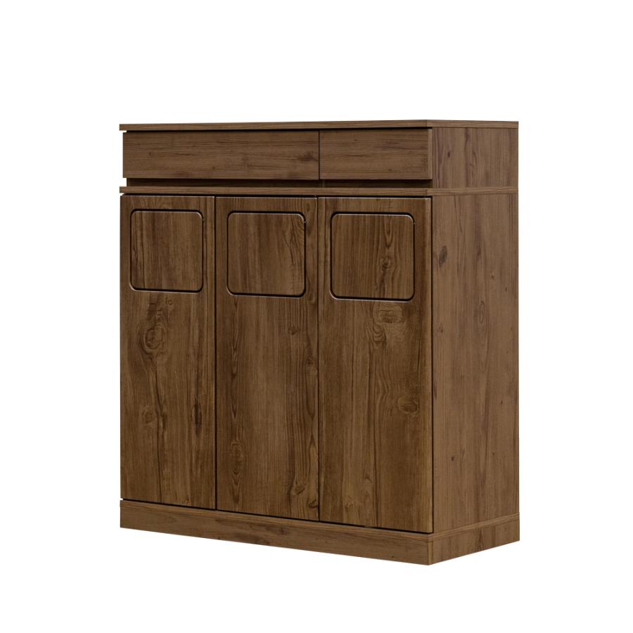 【迅速出荷】 ゴミ箱 ダストボックス 木製 扉収納 45L×3分別 幅80cm キャスター付き 扉 チェスト キャビネット ごみ箱 ワイド おしゃれ 木目柄