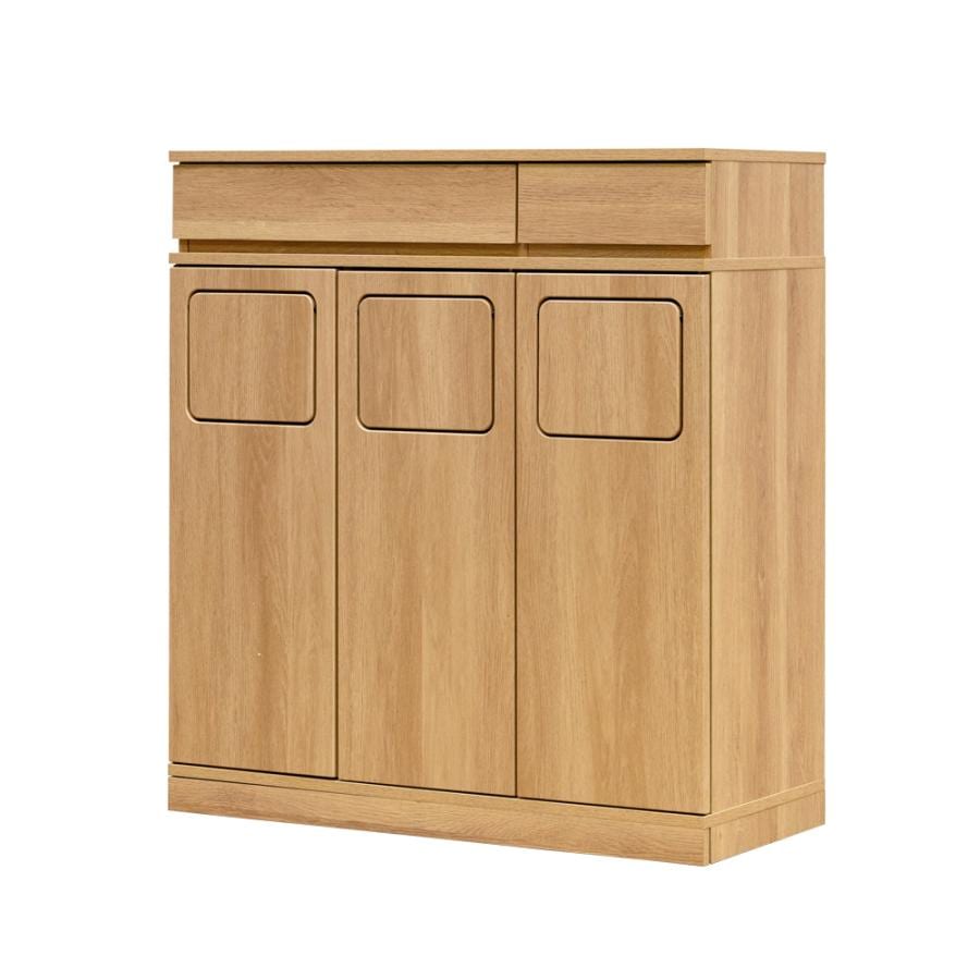 【迅速出荷】 ゴミ箱 ダストボックス 木製 扉収納 45L×3分別 幅80cm キャスター付き 扉 チェスト キャビネット ごみ箱 ワイド おしゃれ 木目柄