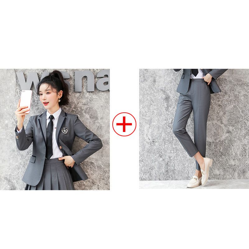 制服スーツワンピースおしゃれキャリア気質女学院風スーツ春秋作業服通勤脚魅せミニスカート涼しく楽ちんセットアップブレザーコスプレ女子高生