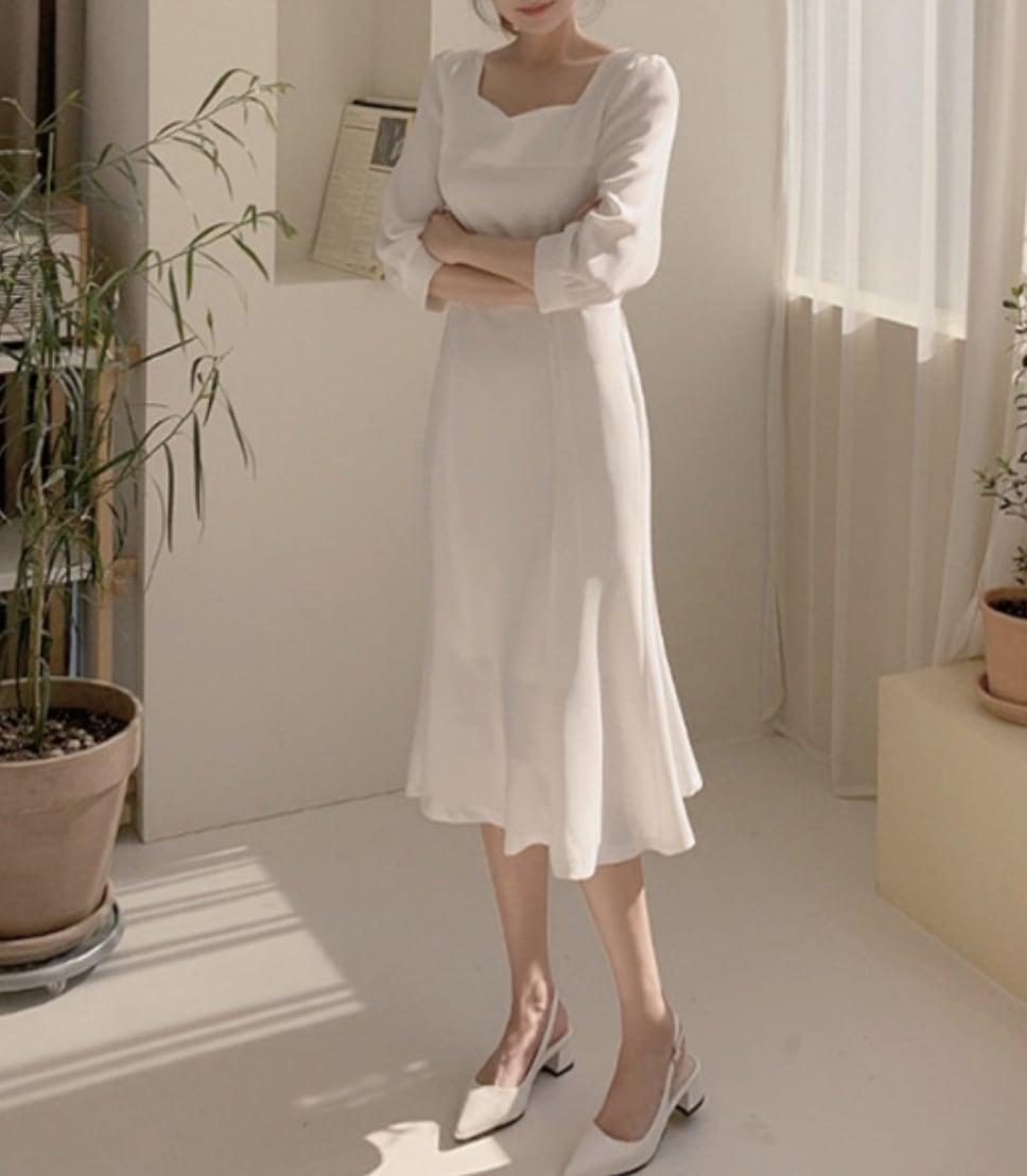 ワンピース 上着 人気 おすすめ おしゃれ お洒落 激安 安い プチプラ 長袖 ロング スクエアネック タイト 透け フレア とろみ 膝丈 無地 リボン 可愛い かわいい 韓国 シンプル l