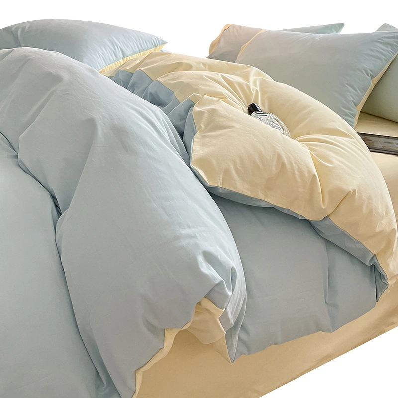 100％コットンドミトリー寝具セット ｜100% ピュア コットン ベッドルーム 4 ピース 厚い ベッド