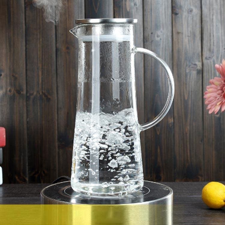 冷水筒 冷蔵庫 耐熱 15リットル ガラスピッチャー ガラス 水出し ステンレス茶こし付きジャグ ピッチ 耐熱 茶ポット 新作登場 直火可 耐熱 cガラスポット