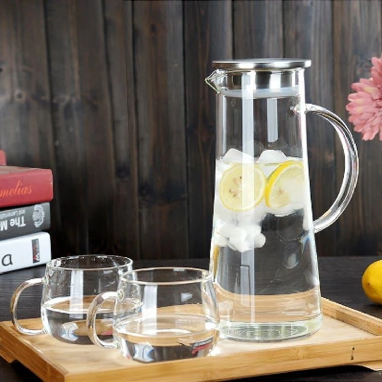 冷水筒 冷蔵庫 耐熱 15リットル ガラスピッチャー ガラス 水出し ステンレス茶こし付きジャグ ピッチ 耐熱 茶ポット 新作登場 直火可 耐熱 cガラスポット