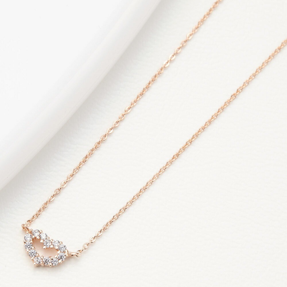 ネックレス レディース シルバー925製 ピンクゴールド キュービックジルコニア オープンハート ネックレス レディース シルバー925製 ピンクゴールド キュービックジルコニア オープンハート
