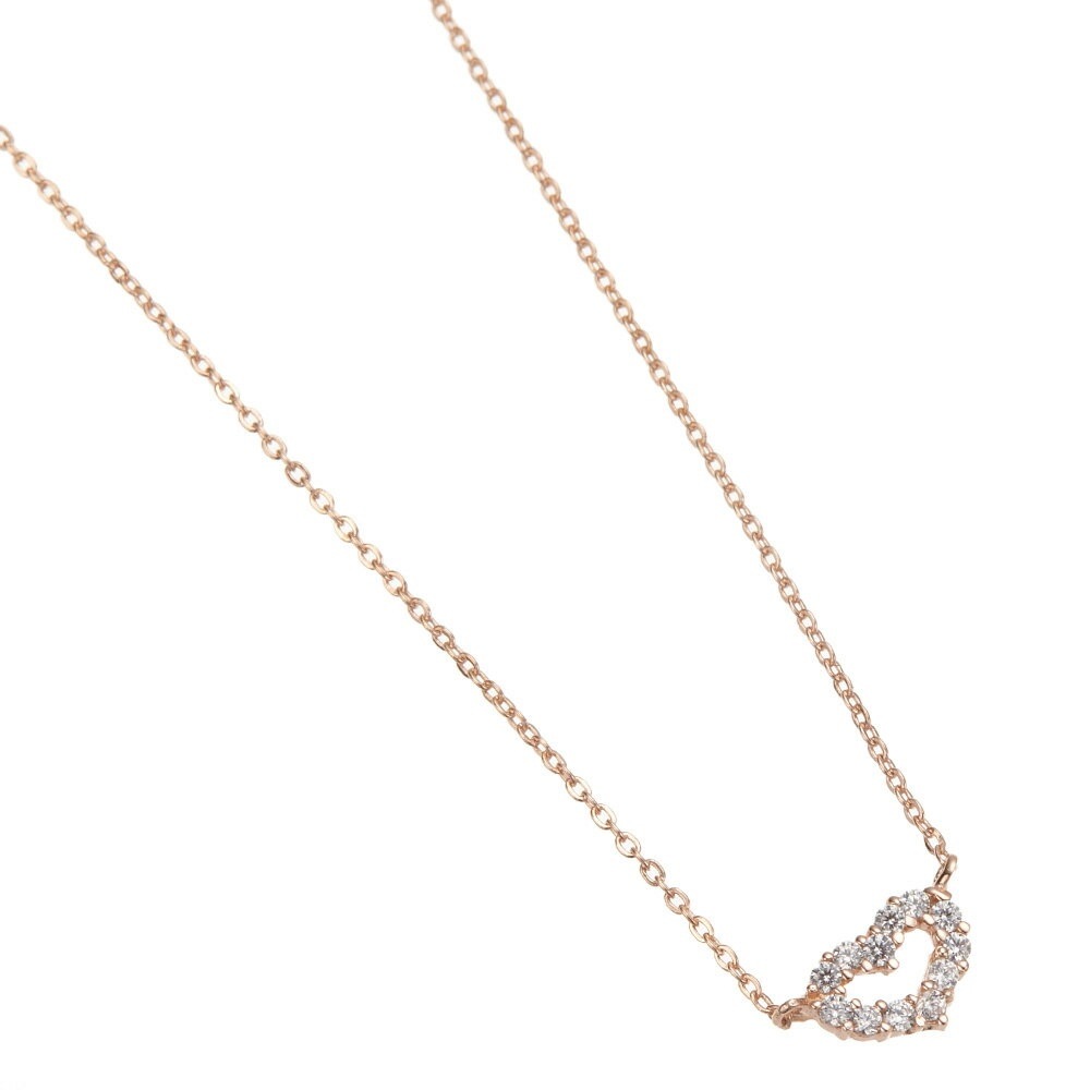 ネックレス レディース シルバー925製 ピンクゴールド キュービックジルコニア オープンハート ネックレス レディース シルバー925製 ピンクゴールド キュービックジルコニア オープンハート