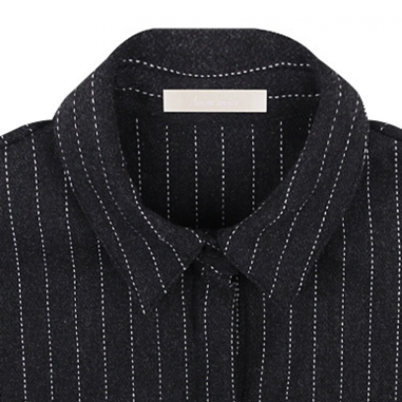 アムールモイエストライプベルト付きシャツチャコール amr1735