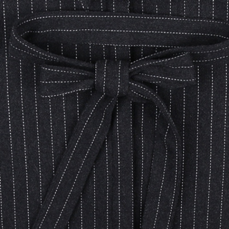 アムールモイエストライプベルト付きシャツチャコール amr1735