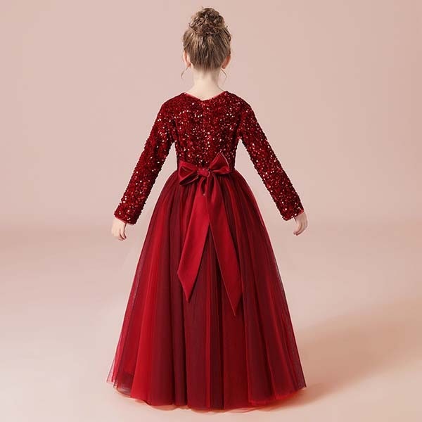 キッズ ドレス パーティー キラキラ 長袖 お姫様 中学生 ロング丈 ラウンド エレガント ワンピース 子供ドレス リボン付き ファスナータイプ 子どもドレス 女の子 ロング丈 フォーマル ステージ衣 キッズ ドレス パーティー キラキラ 長袖 お姫様 中学生 ロング丈 ラウンド エレガント ワンピース 子供ドレス リボン付き ファスナータイプ 子どもドレス 女の子 ロング丈 フォーマル ステージ衣
