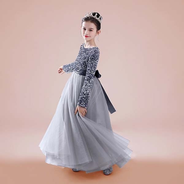 キッズ ドレス パーティー キラキラ 長袖 お姫様 中学生 ロング丈 ラウンド エレガント ワンピース 子供ドレス リボン付き ファスナータイプ 子どもドレス 女の子 ロング丈 フォーマル ステージ衣 キッズ ドレス パーティー キラキラ 長袖 お姫様 中学生 ロング丈 ラウンド エレガント ワンピース 子供ドレス リボン付き ファスナータイプ 子どもドレス 女の子 ロング丈 フォーマル ステージ衣