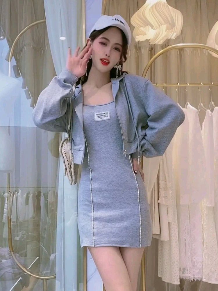 【セットアップ】キャミソールワンピース+フードジャケット ワンピース フーディー SETUP ツーピース レディース オルチャン 5カラー C212 【セットアップ】キャミソールワンピース+フードジャケット ワンピース フーディー SETUP ツーピース レディース オルチャン 5カラー C212