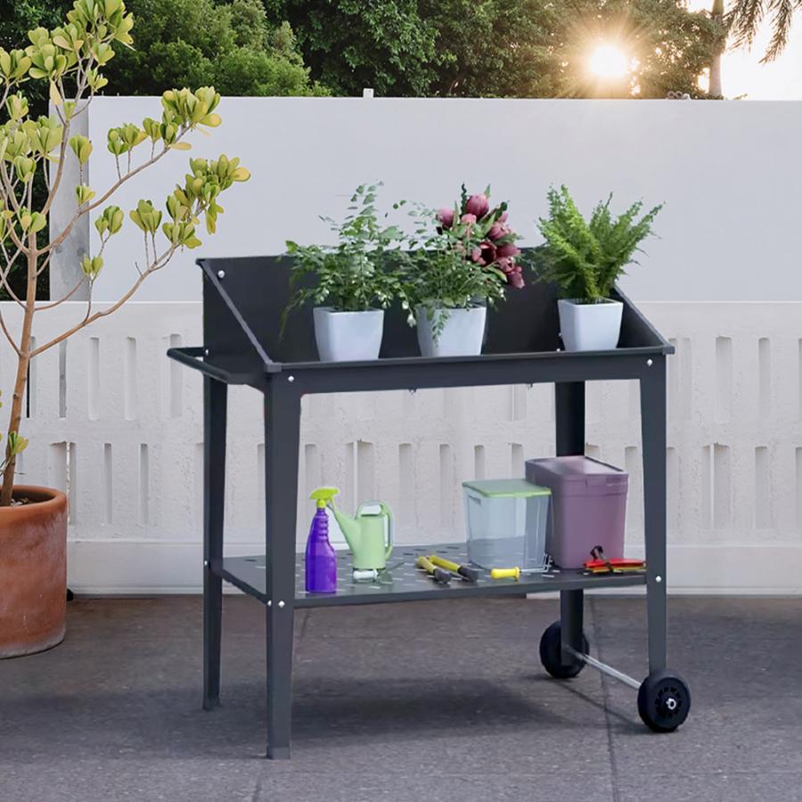 ガーデンラック フラワーラック 2段 植物用 盆栽用 置き配 キャスター付き 幅92cm