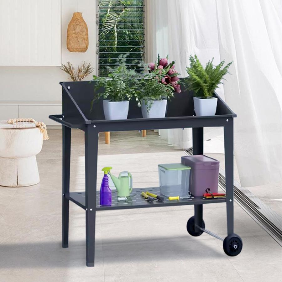 ガーデンラック フラワーラック 2段 植物用 盆栽用 置き配 キャスター付き 幅92cm