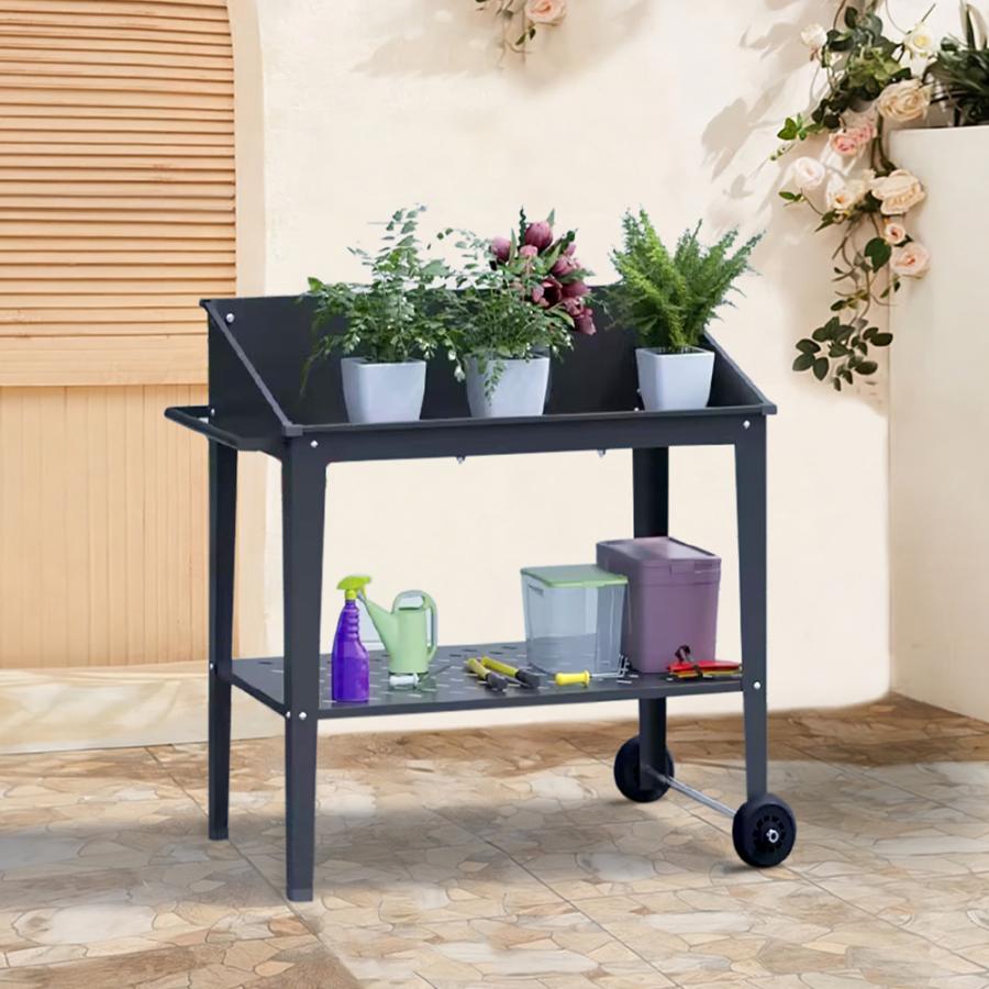 ガーデンラック フラワーラック 2段 植物用 盆栽用 置き配 キャスター付き 幅92cm