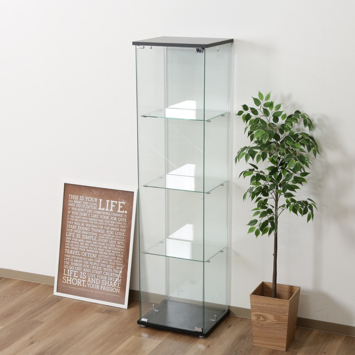 コレクションケース 4段 幅42.5cm 4面ガラス ショーケース ディスプレイケース ガラス製 ガラスケース 収納 キャビネット ガラスキャビネット ディスプレイラック 飾り棚 ディスプレイ