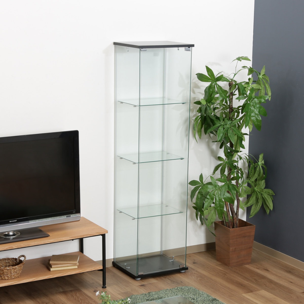 コレクションケース 4段 幅42.5cm 4面ガラス ショーケース ディスプレイケース ガラス製 ガラスケース 収納 キャビネット ガラスキャビネット ディスプレイラック 飾り棚 ディスプレイ