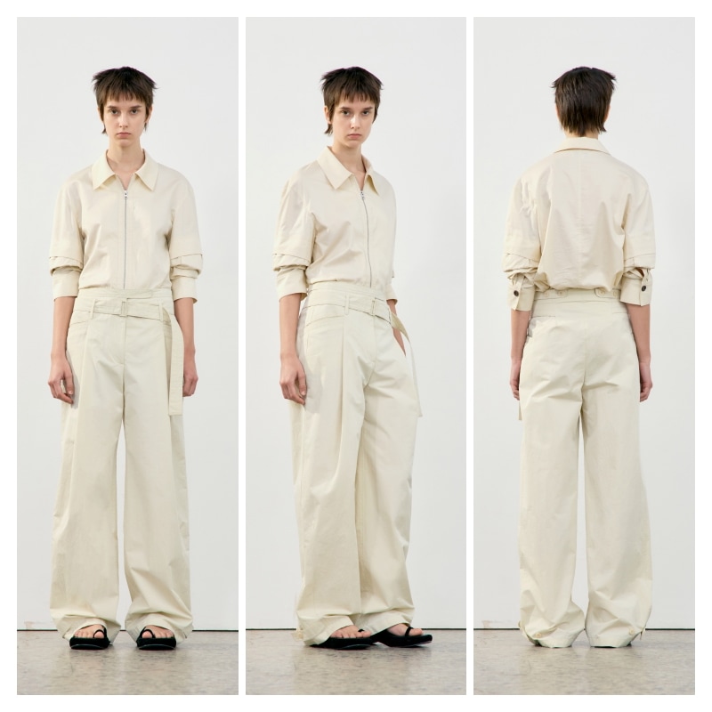 LOW CLASSIC】 必需品 DOUBLE BELT POINT PANTS : 2COLORS