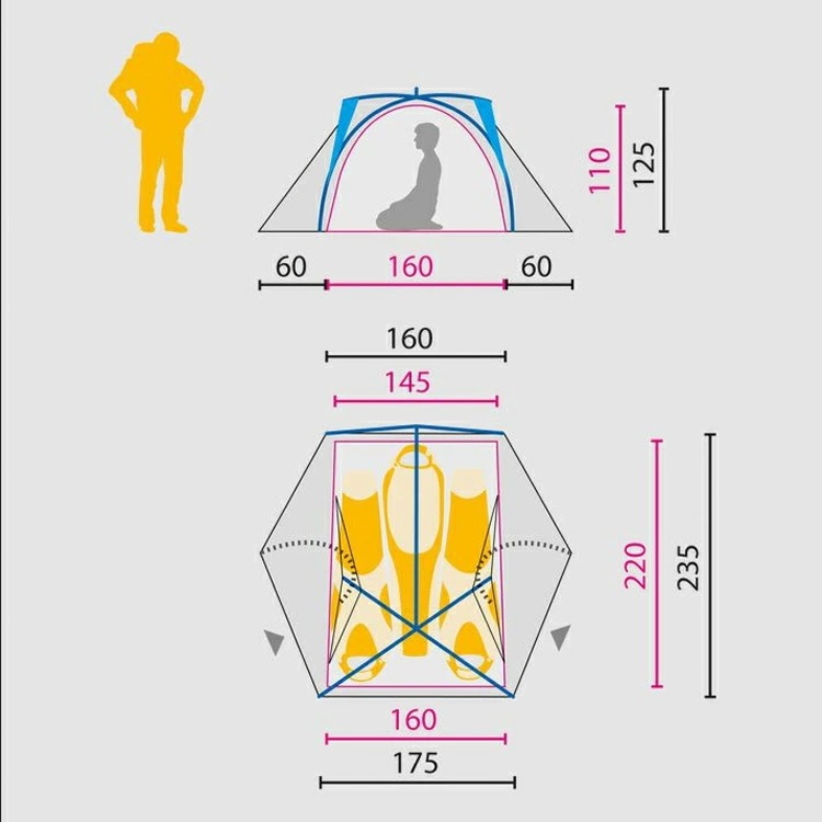 ジャックウルフスキン EXOLIGHT 3 3人用テント スティールブルー 2.35m×1.75m×1.25m #3002451-1074