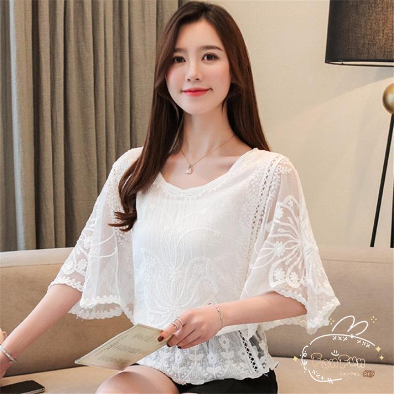 Tシャツ レディース 半袖 トップス カットソー 花柄 デザイン レース カジュアル 快適 無地 薄手 涼しい ルームウェア 春 夏 セール