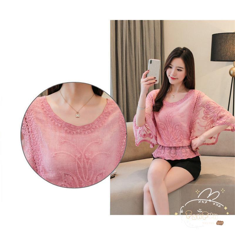 Tシャツ レディース 半袖 トップス カットソー 花柄 デザイン レース カジュアル 快適 無地 薄手 涼しい ルームウェア 春 夏 セール