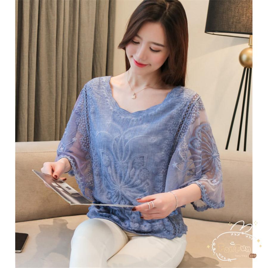 Tシャツ レディース 半袖 トップス カットソー 花柄 デザイン レース カジュアル 快適 無地 薄手 涼しい ルームウェア 春 夏 セール