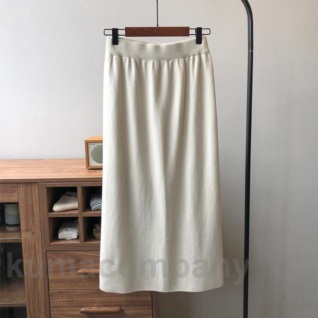 ニットスカート レディース ロングスカート Aライン バックスリット 伸縮性 ウエストゴム 柔らかい 動きやすい ゆったり 春秋
