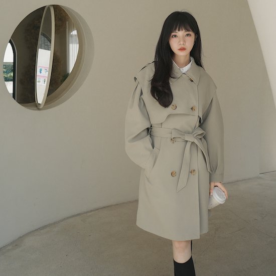 【取寄：納期2週間】ダブルブレストコート レディース アウター ジャケット コート ダブルボタン テーラード 長袖 韓国風 おしゃれ 春秋 デート エレガント シック ダブルブレストコート レディース