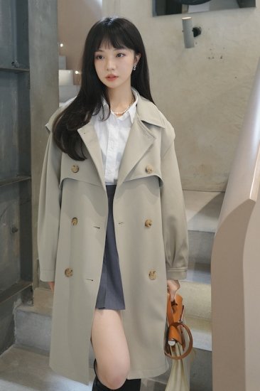 【取寄：納期2週間】ダブルブレストコート レディース アウター ジャケット コート ダブルボタン テーラード 長袖 韓国風 おしゃれ 春秋 デート エレガント シック ダブルブレストコート レディース