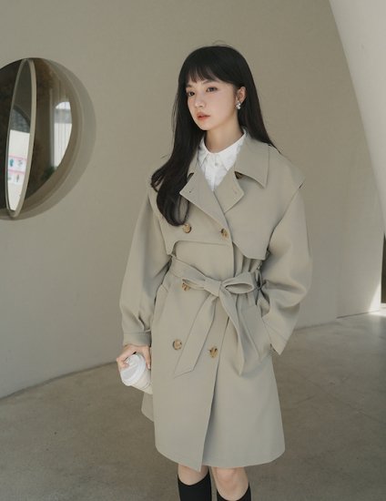 【取寄：納期2週間】ダブルブレストコート レディース アウター ジャケット コート ダブルボタン テーラード 長袖 韓国風 おしゃれ 春秋 デート エレガント シック ダブルブレストコート レディース