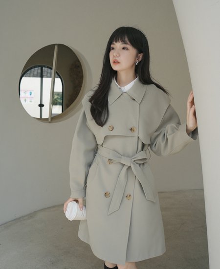 【取寄：納期2週間】ダブルブレストコート レディース アウター ジャケット コート ダブルボタン テーラード 長袖 韓国風 おしゃれ 春秋 デート エレガント シック ダブルブレストコート レディース