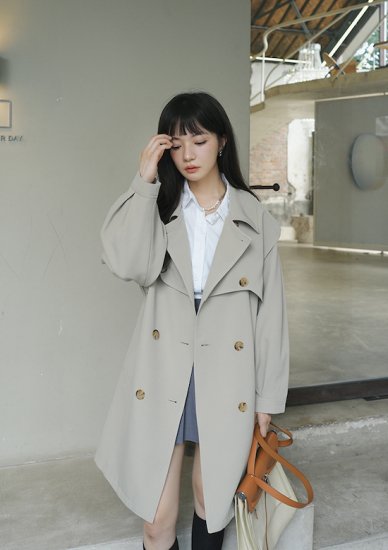 【取寄：納期2週間】ダブルブレストコート レディース アウター ジャケット コート ダブルボタン テーラード 長袖 韓国風 おしゃれ 春秋 デート エレガント シック ダブルブレストコート レディース