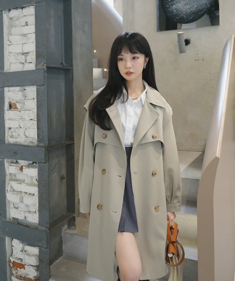 【取寄：納期2週間】ダブルブレストコート レディース アウター ジャケット コート ダブルボタン テーラード 長袖 韓国風 おしゃれ 春秋 デート エレガント シック ダブルブレストコート レディース