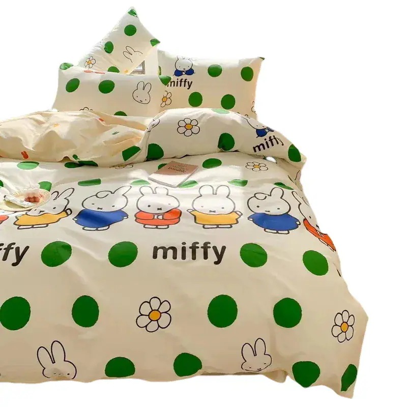 ミッフィー 布団カバーグリーン水玉ミッフィーバニー4点コットンドミトリーベッドシーツキルトセットセット1.5mボックスシーツ ミッフィー 布団カバーグリーン水玉ミッフィーバニー4点コットンドミトリーベッドシーツキルトセットセット1.5mボックスシーツ