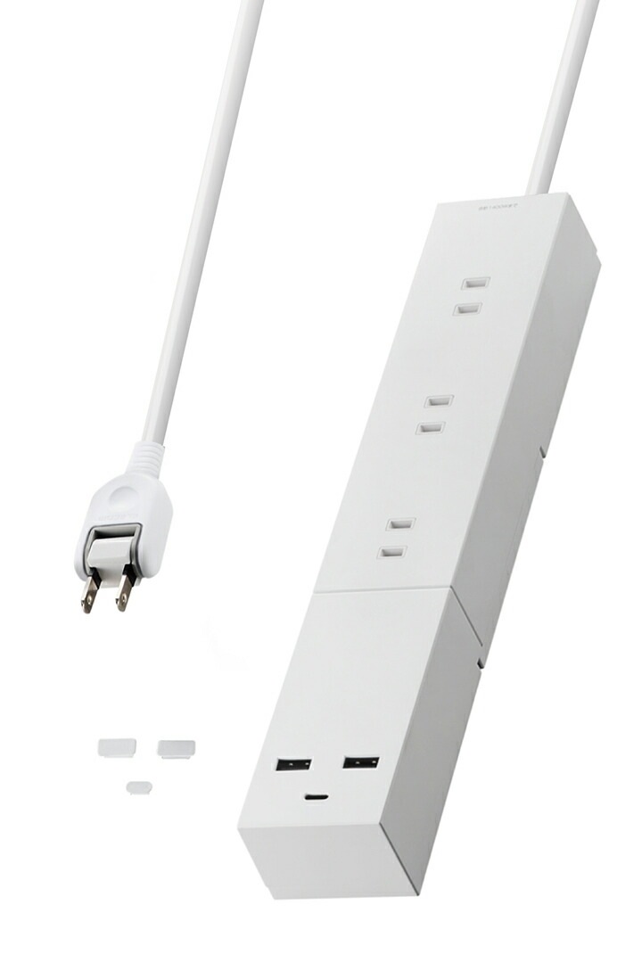 USBタップ 32W モジュール型 Cx1 Ax2 ACx3 ケーブル長 2.5m ホワイト ECT-23325WH USBタップ 32W モジュール型 Cx1 Ax2 ACx3 ケーブル長 2.5m ホワイト ECT-23325WH